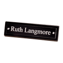 Black Piano Finish Nameplate with Acrylic Engraving Plate, Two Silver 9 1/4" x 2 1/8" Posts