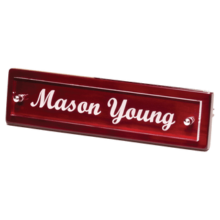 Rosewood Piano Finish Nameplate with Acrylic Engraving Plate, Two Silver 9 1/4" x 2 1/8" Posts