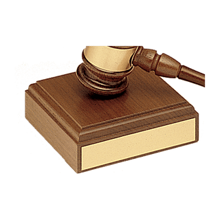 4 1/2" x 4 1/2" Walnut Gavel Sounding Block with Gold Plate for Personalization (Gavel Sold Separately)