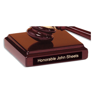 4 1/2" x 4 1/2" Rosewood Piano Finish Sounding Block with Black Plate for Personalization (Gavel Sold Separately)