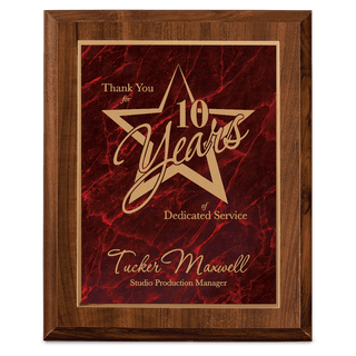 7" x  9" Cherry Finish Plaque with Red Marbleized Plate