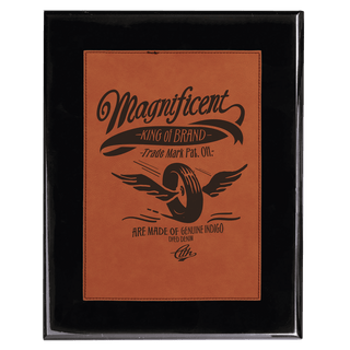 Black 6" x 8" Piano Finish Plaque with Rawhide Leatherette Plate