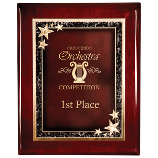 8" x 10" Premium Rosewood Finish Plaque with Red Starburst Plate