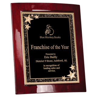 8 1/2" X 10" Rosewood Piano Finish Eclipse Plaque with Black Starburst Plate
