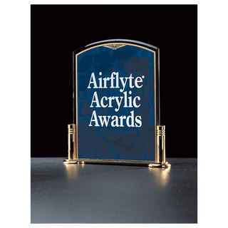 6" x 7"  Airflyte Sapphire Marble Acrylic with Gold-Plated Brass Stand