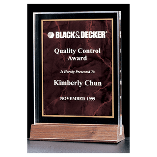 Ruby Marble Acrylic Award with American Walnut 5" x 7 5/8" Base