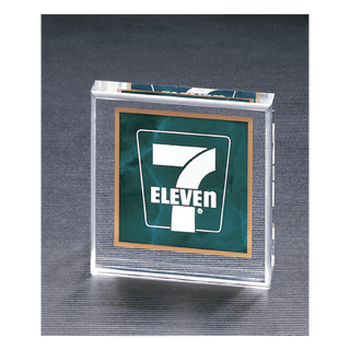 Emerald 3 3/4" x 3 3/4" Marble Design Acrylic Paperweight