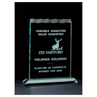 5 1/2" x 7 1/4" Tidal Series Jade Acrylic Award