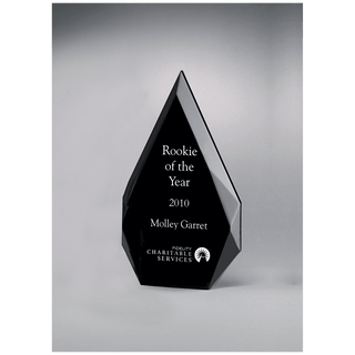4 1/4" x 7 7/8" Flame Series Clear Freestanding  Acrylic with Black Silkscreened Back
