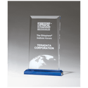 Clear Acrylic Award with Blue Highlights and Blue 5" x 7 3/4" Apex Series Base