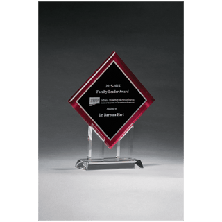 8 1/2" x 10" Diamond Series Acrylic w/Printed Red Border, Silver Mirror Highlights