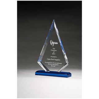 5 1/2" x 7 3/4" Arrow Series Clear Acrylic with Blue Highlights and Blue Base