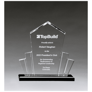 10" x 10 3/4" Large Tower Spotlight Clear Acrylic with Black Acrylic Base.