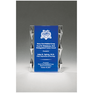 5" x 7" Freestanding Acrylic with Blue Background and Carved Jewel Accents