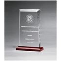 Clear Acrylic Award with Red Highlights and Red 5 1/2" x 8 3/4" Apex Series Base