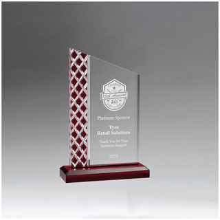 5 1/2" x 9 1/4" Zenith Series Clear Acrylic with Lattice Pattern and Red Metallic Accent