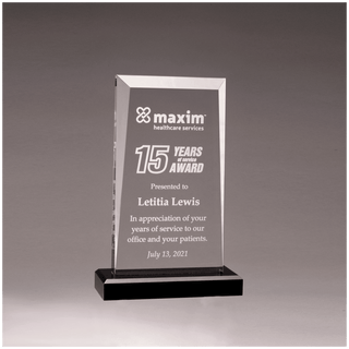 Clear Acrylic Award with Black 5 1/2" x 8 3/4" Apex Series Base