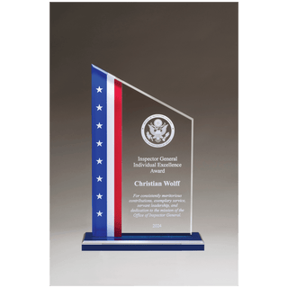 6 3/4" x 10 3/4" Zenith Series Acrylic with American Flag Design, Blue Mirror Top Base