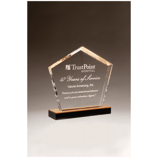 7" x 8" Diamond Series Acrylic with Gold Accent and Gold Mirror Top Black  Base