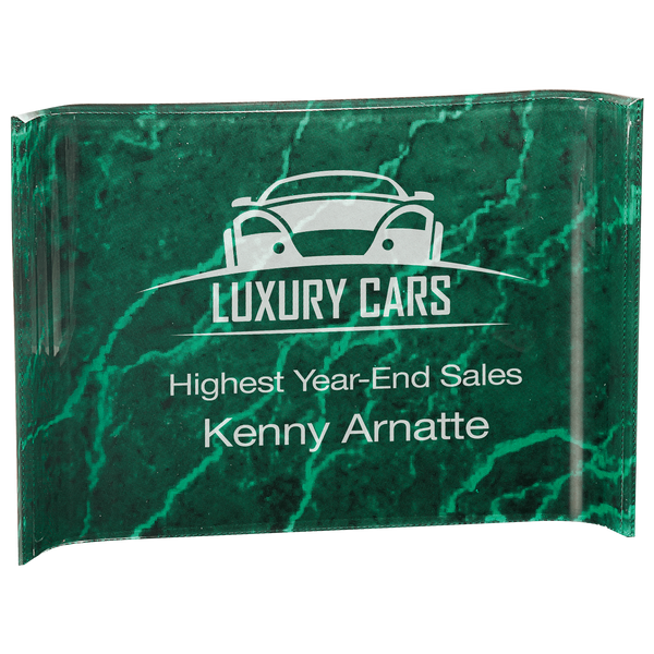 Green 10" x 7" Marbleized Acrylic Crescent