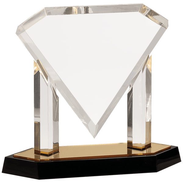 Gold 9 1/2" Floating Diamond Acrylic