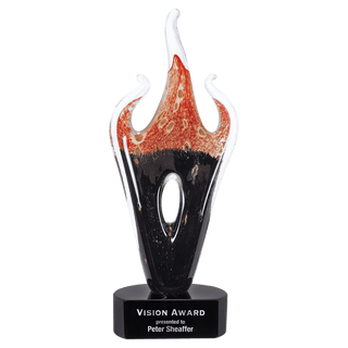 16" Red & Black Flame Art Glass