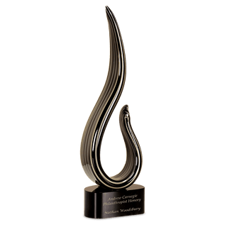15" Black & Gold Curve Art Glass