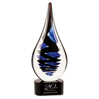 11 1/4" Black Twist Raindrop Art Glass