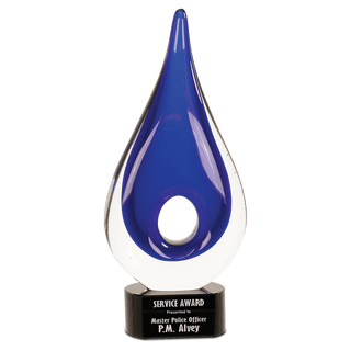 11 1/4" Blue Round Window Raindrop Art Glass