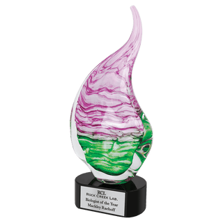 15 1/2" Pink/Green Art Glass