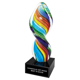 10 1/2" Rainbow Twist Art Glass