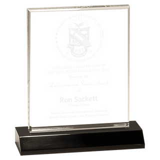 Small Clear Acrylic Rectangle with Black Acrylic Base