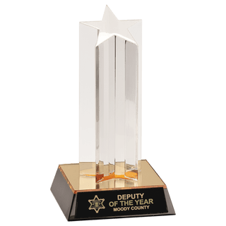 7" Clear Single Star Column Acrylic with Gold/Black Base