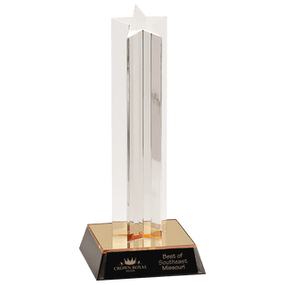 9" Clear Single Star Column Acrylic with Gold/Black Base