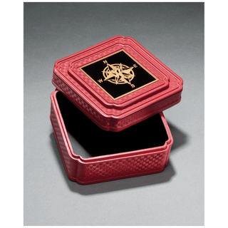 3 3/4" x 3 3/4" Red Acrylic Jewelry Box with Ornate Design