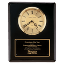 Black Piano Finish Clock, Waterfall Bezel with Glass Lens, Gold 10 1/2" x 13" Dial, Plate