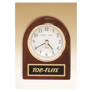 4 1/4" x 3 1/2" Rosewood Piano Finish Desk Clock with Black Plate