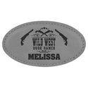 Gray 3 1/4" x 1 3/4" Laserable Leatherette Oval Badge Blank with Magnet