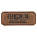 Dark Brown 3 1/4" x 1 1/4" Laserable Leatherette Badge Blank with Magnet