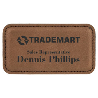 Dark Brown 3 1/4" x 1 3/4" Laserable Leatherette Badge Blank with Magnet