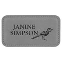 Gray 3 1/4" x 1 3/4" Laserable Leatherette Badge Blank with Magnet