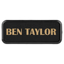 Black/Gold 3" x 1" Laserable Leatherette Round Corner Badge & Frame