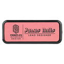 Pink 3" x 1" Laserable Leatherette Round Corner Badge & Frame