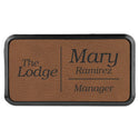 Dark Brown 3" x 1 1/2" Laserable Leatherette Round Corner Badge & Frame