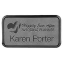 Gray 3" x 1 1/2" Laserable Leatherette Round Corner Badge & Frame