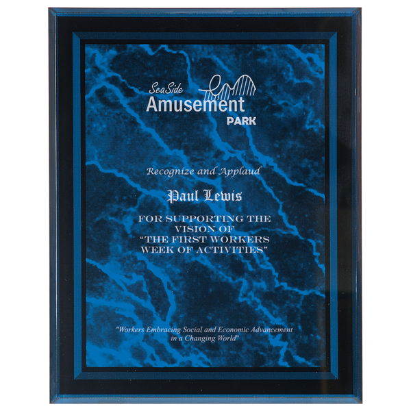Blue 7" x 9" Marble Border -Plaq Acrylic