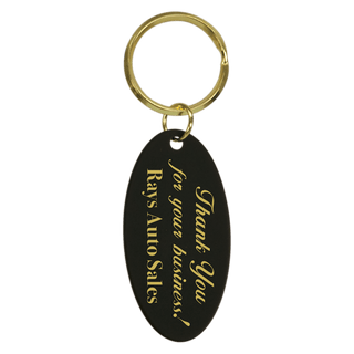 1 1/4" x 2 1/2" Black Oval Brass Keychain
