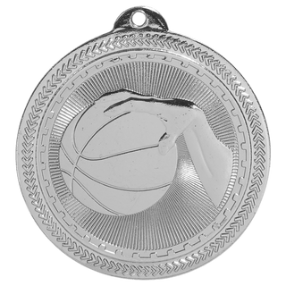 Bright Silver 2" Basketball Laserable BriteLazer Medal