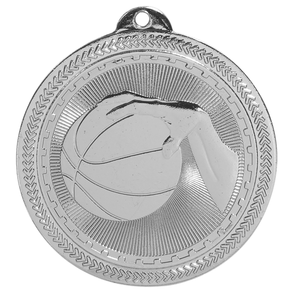 Bright Silver 2" Basketball Laserable BriteLazer Medal