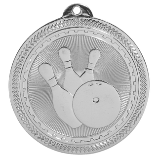 Bright Silver 2" Bowling Laserable BriteLazer Medal